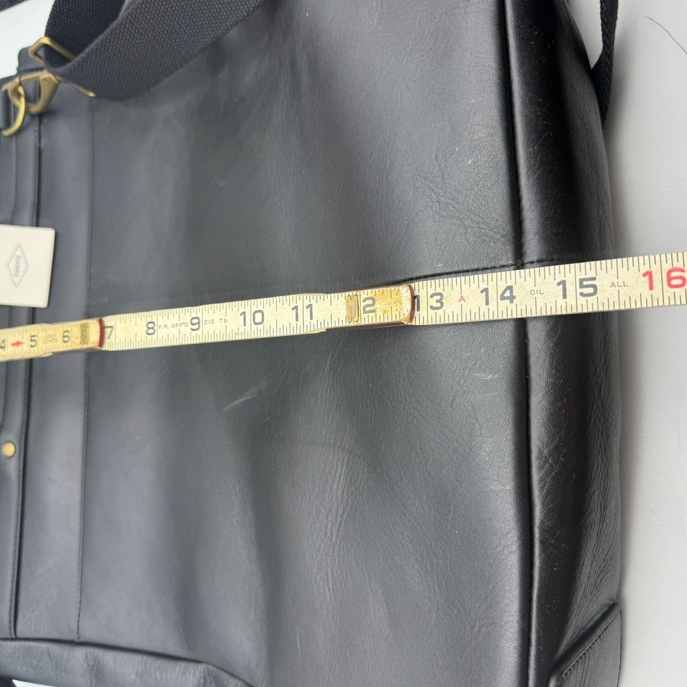 Fossil Haskell Workbag Black Leather Laptop Crossbody Tote Career Business - Picture 9 of 15
